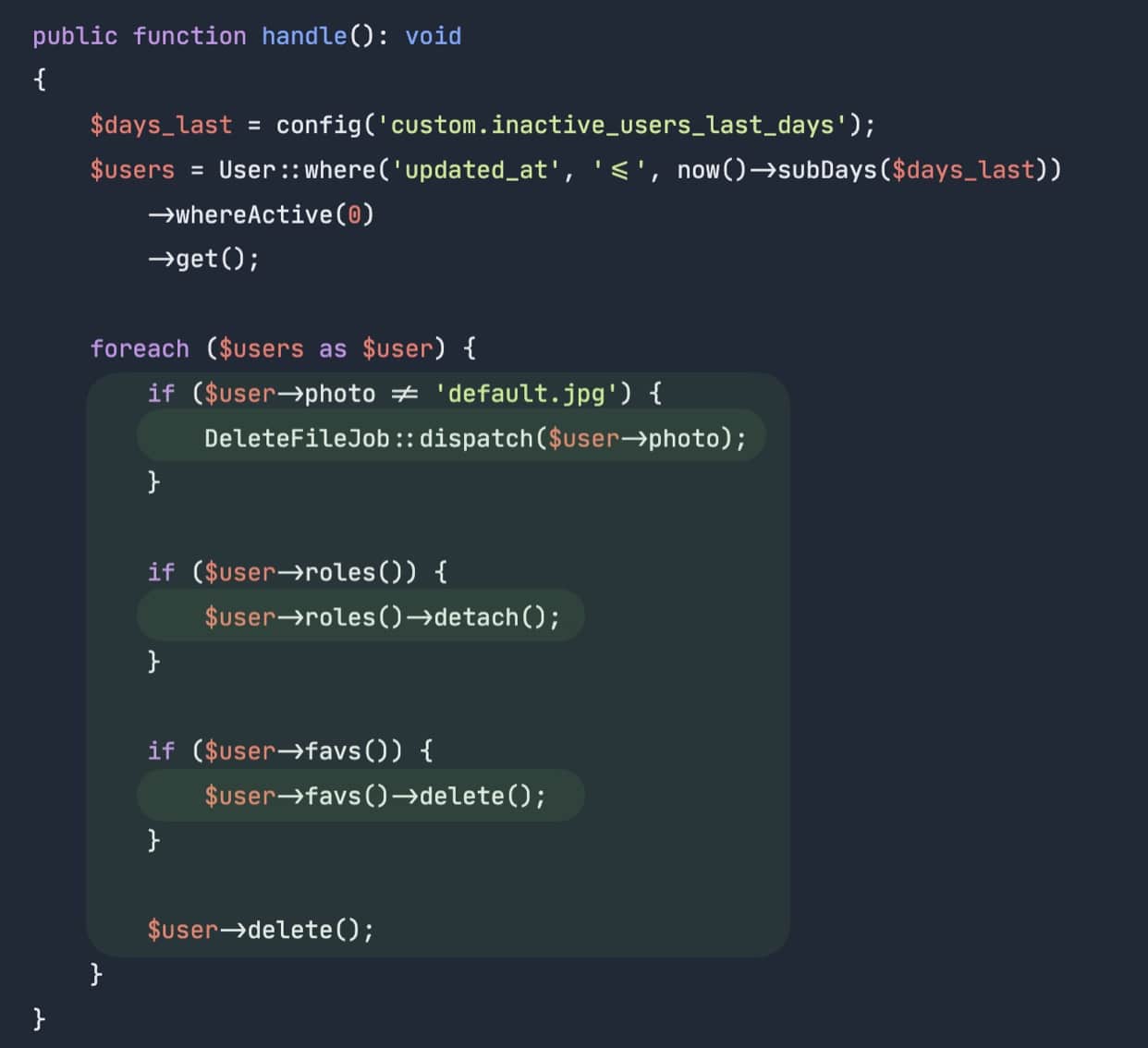 Code example that follows "Two blocks rule"