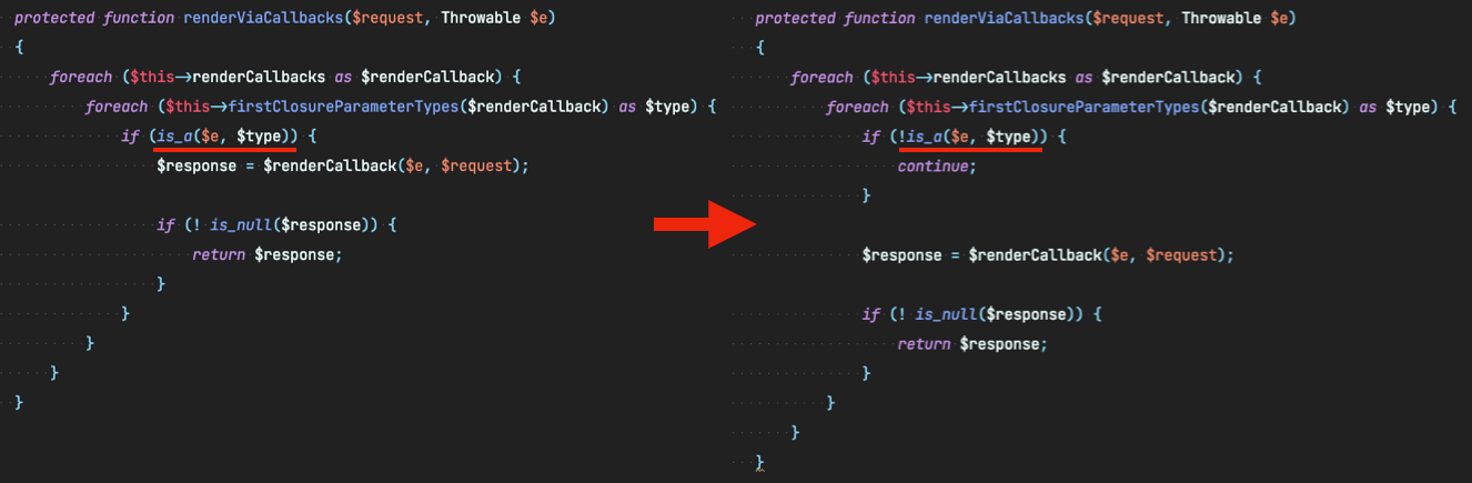 Reversing if statement to remove an indentation