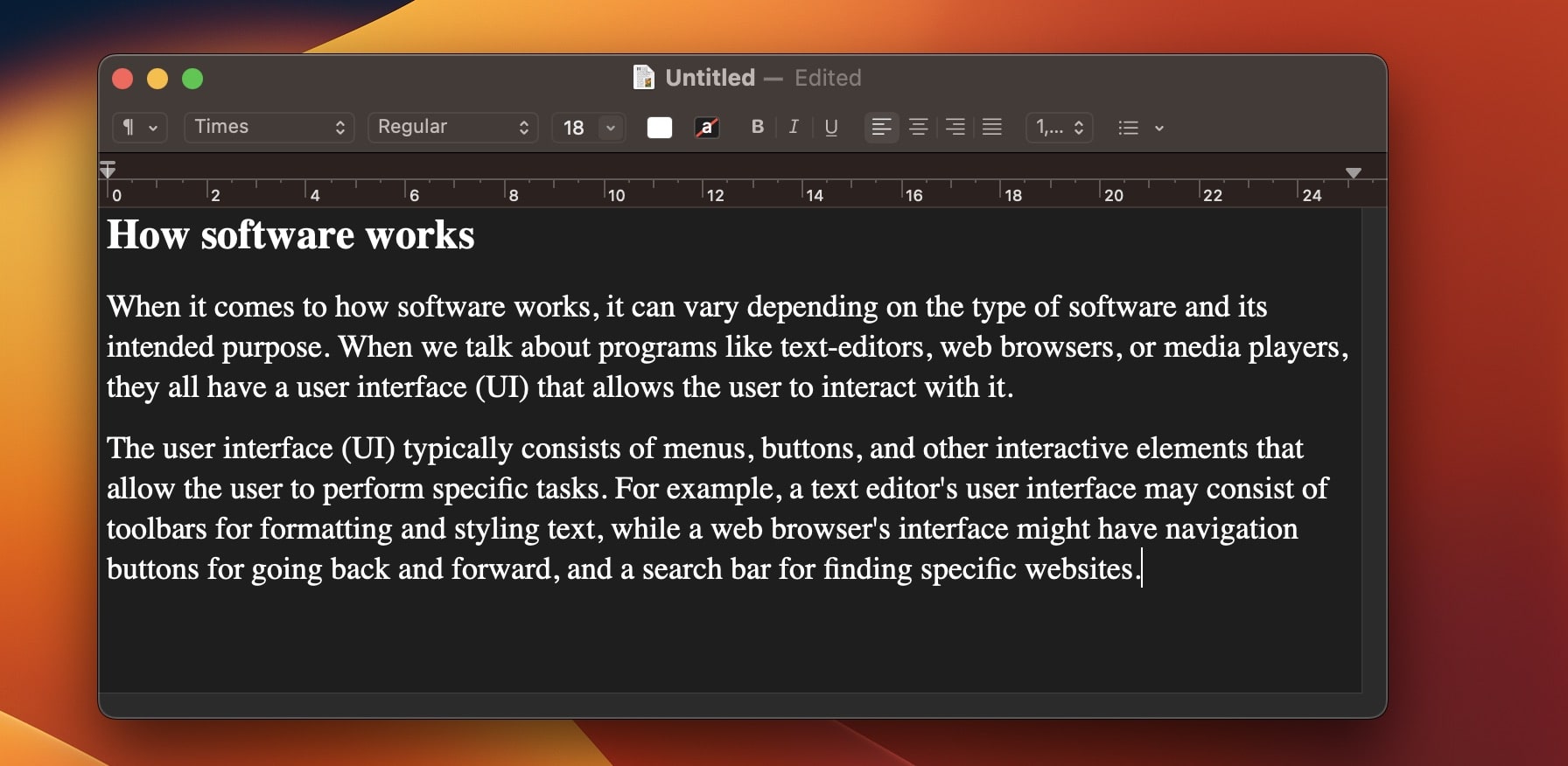 Active software program with simple UI