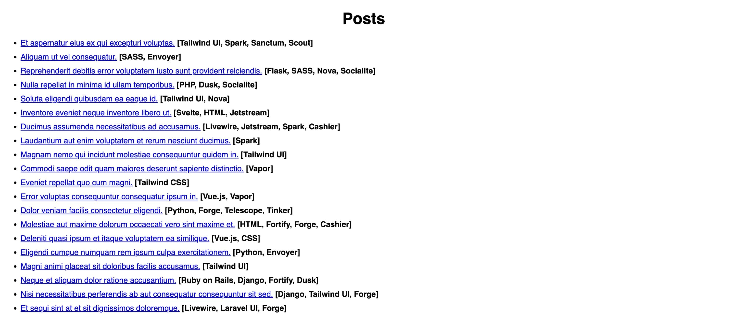 Posts page