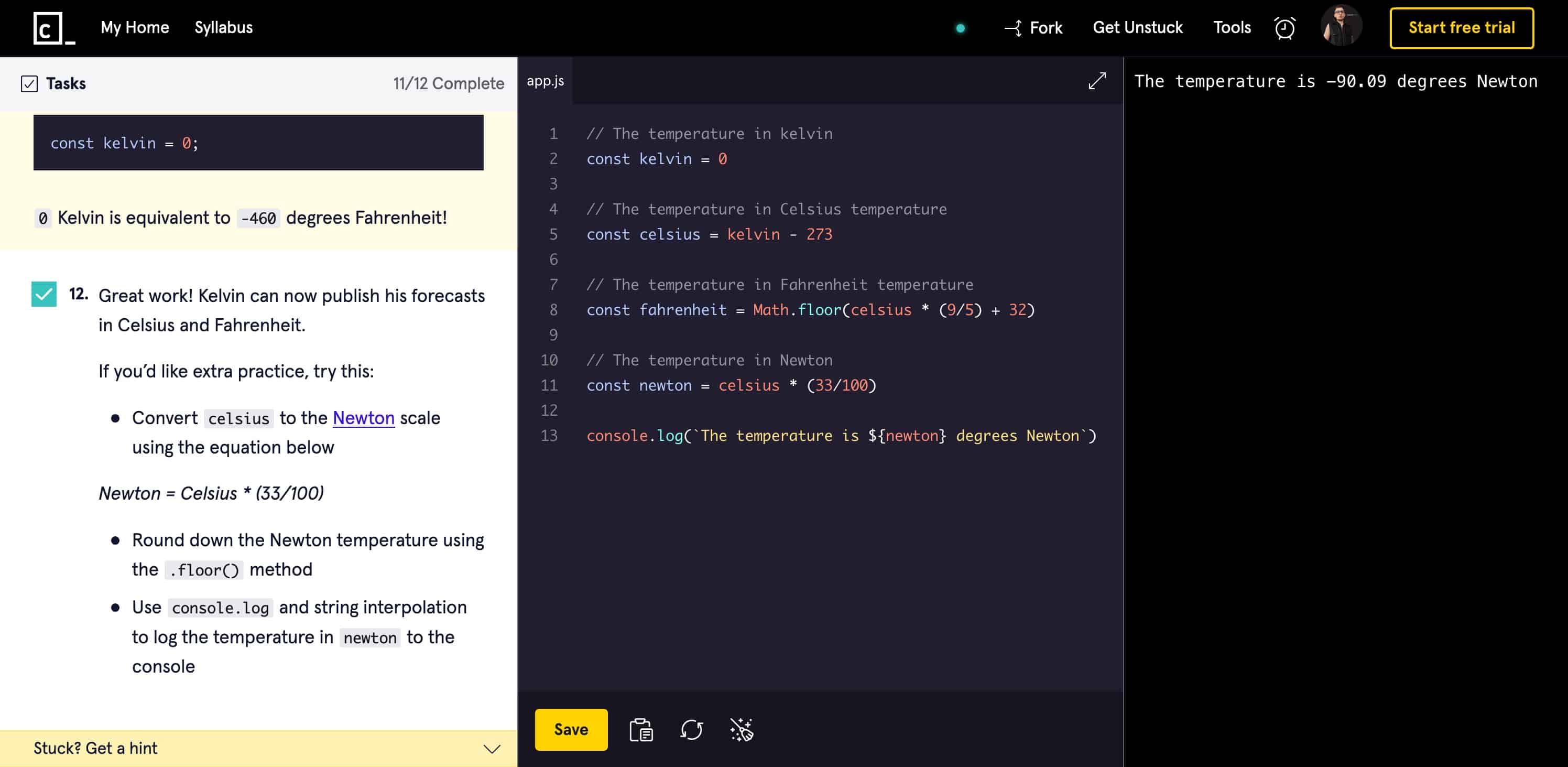 Codecademy editor