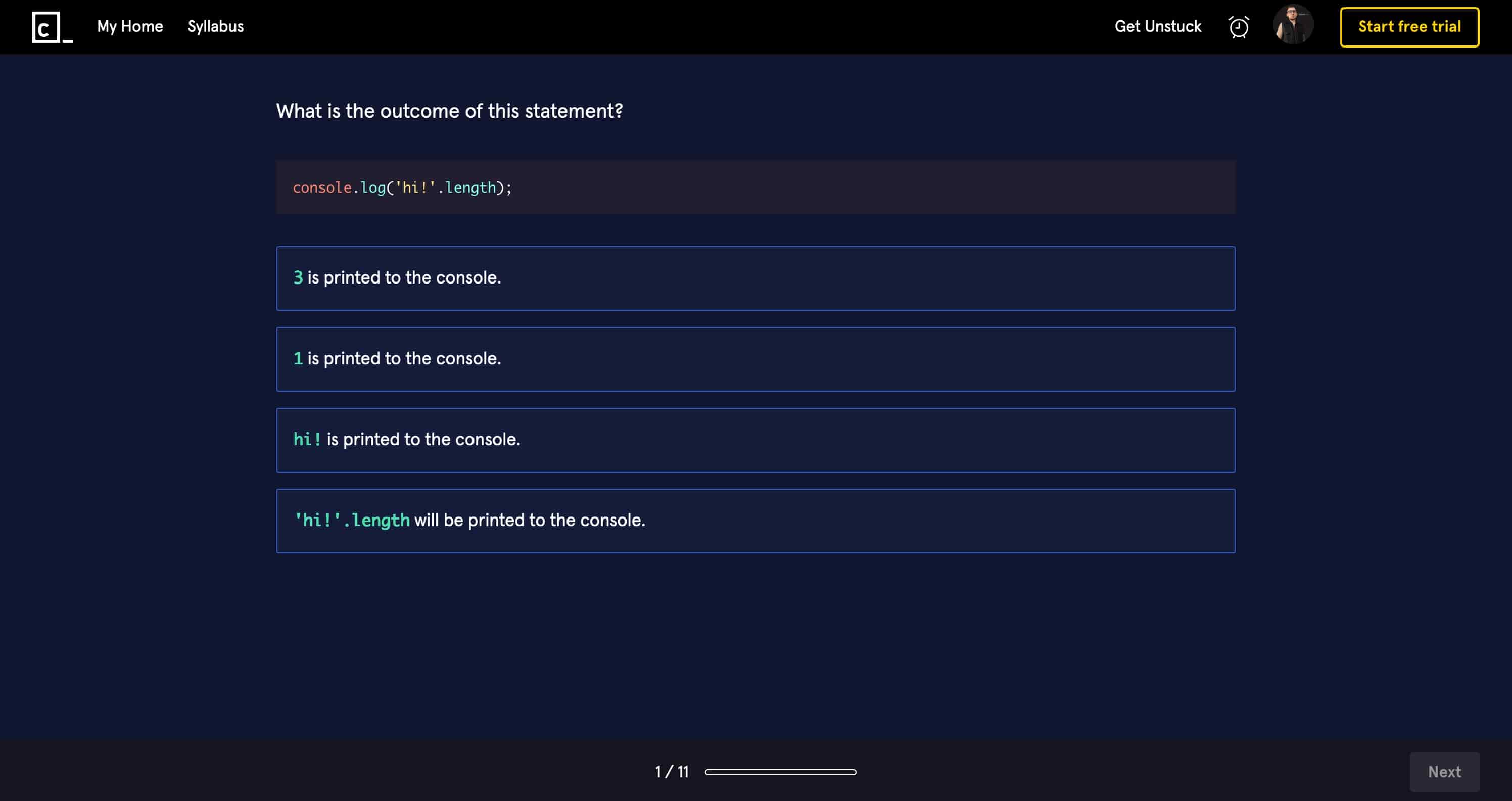 Codecademy quiz