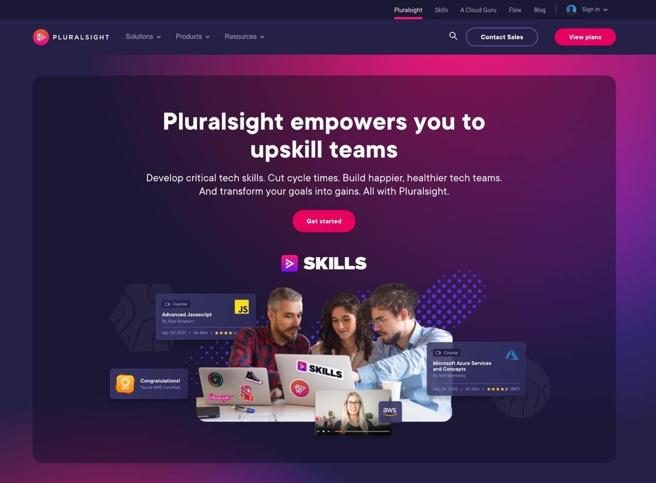 Pluralsight's main page (home page)
