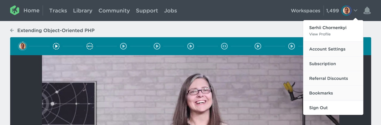 Dropdown menu with some useful pages to access