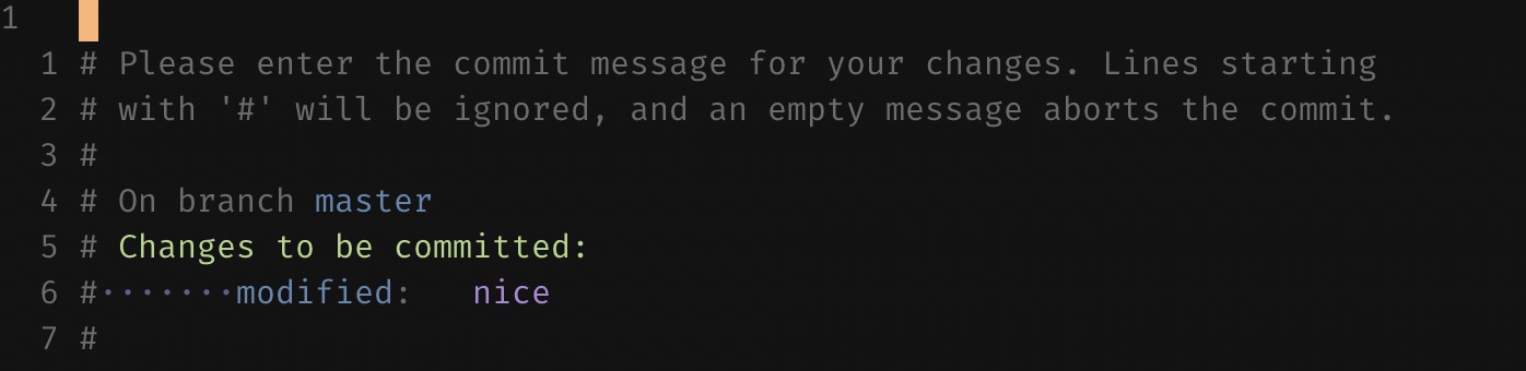 "git commit" multiline mode with Vim. No commit message is displayed