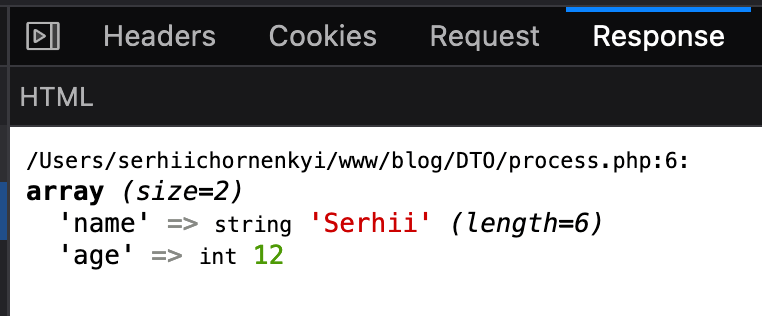JSON request using var_dump