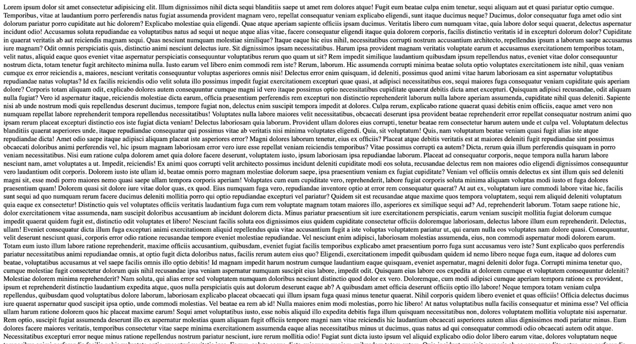 Web page with lots of text