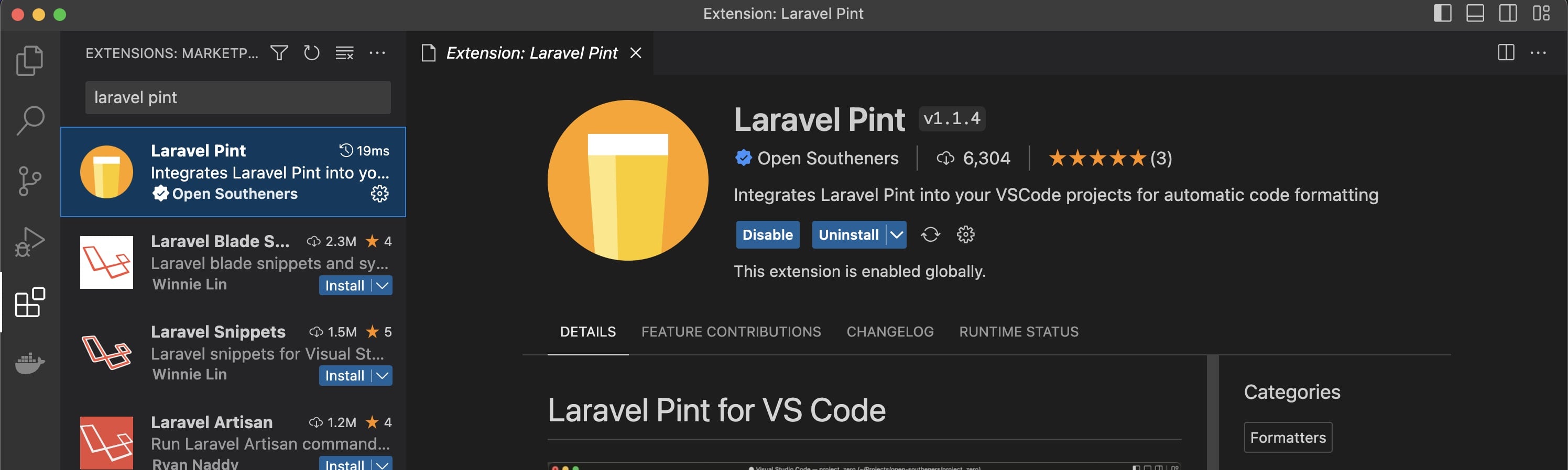 Laravel Pint Visual Studio Code extension