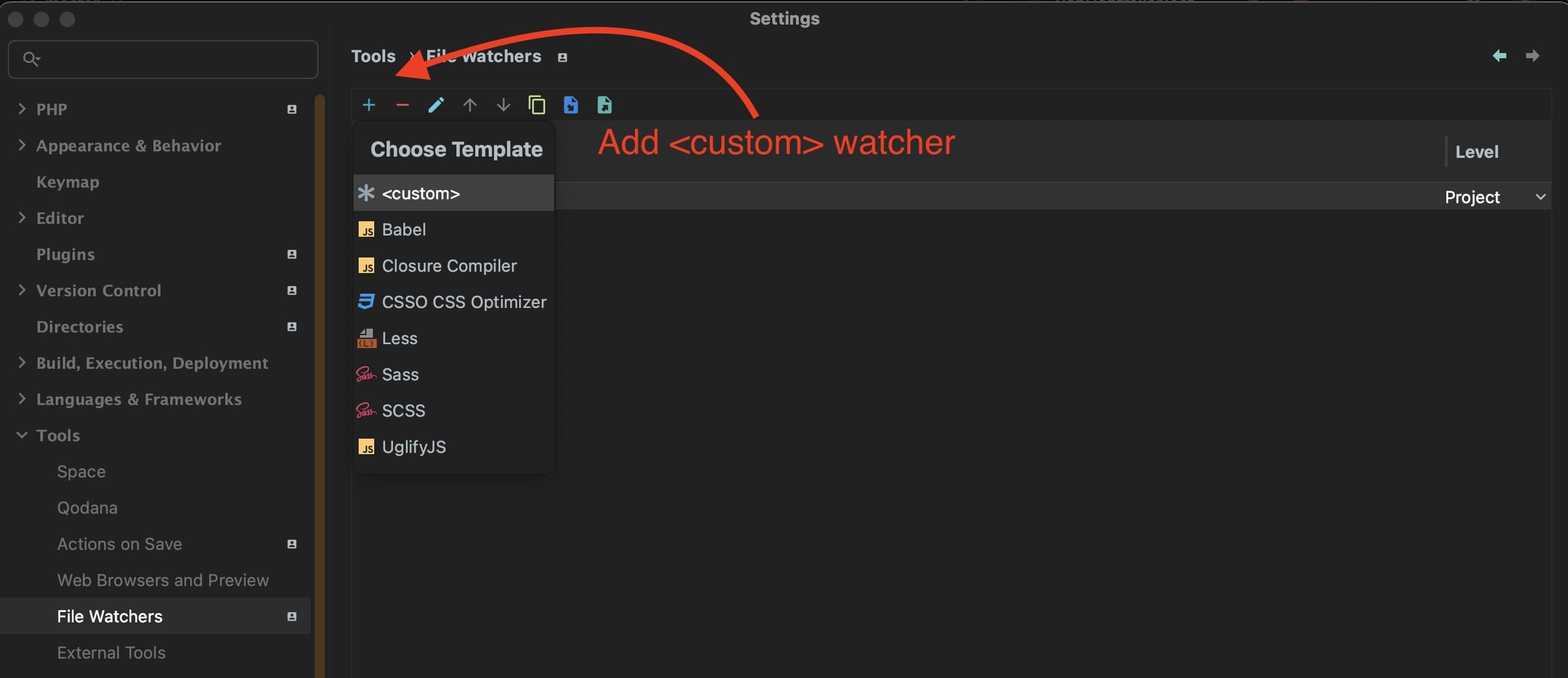 Add custom file watcher