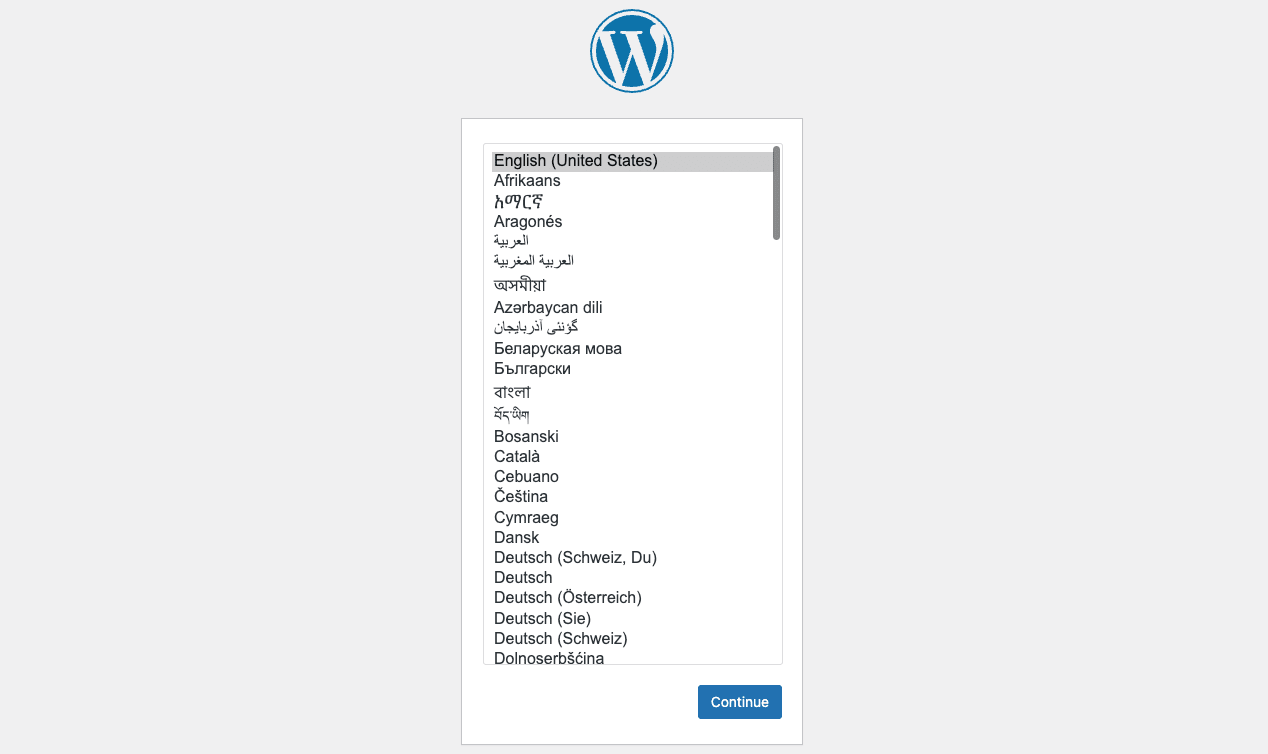 Default WordPress welcome page