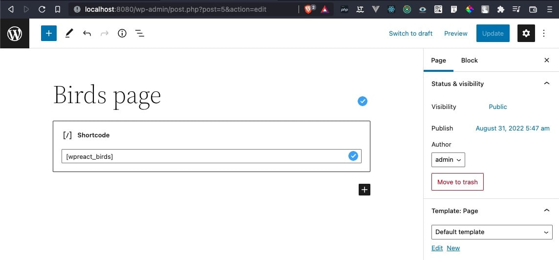 Insert a shortcode into a WordPress page