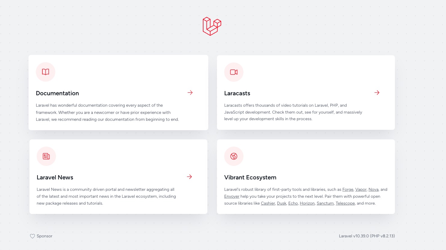 Laravel's default welcome page