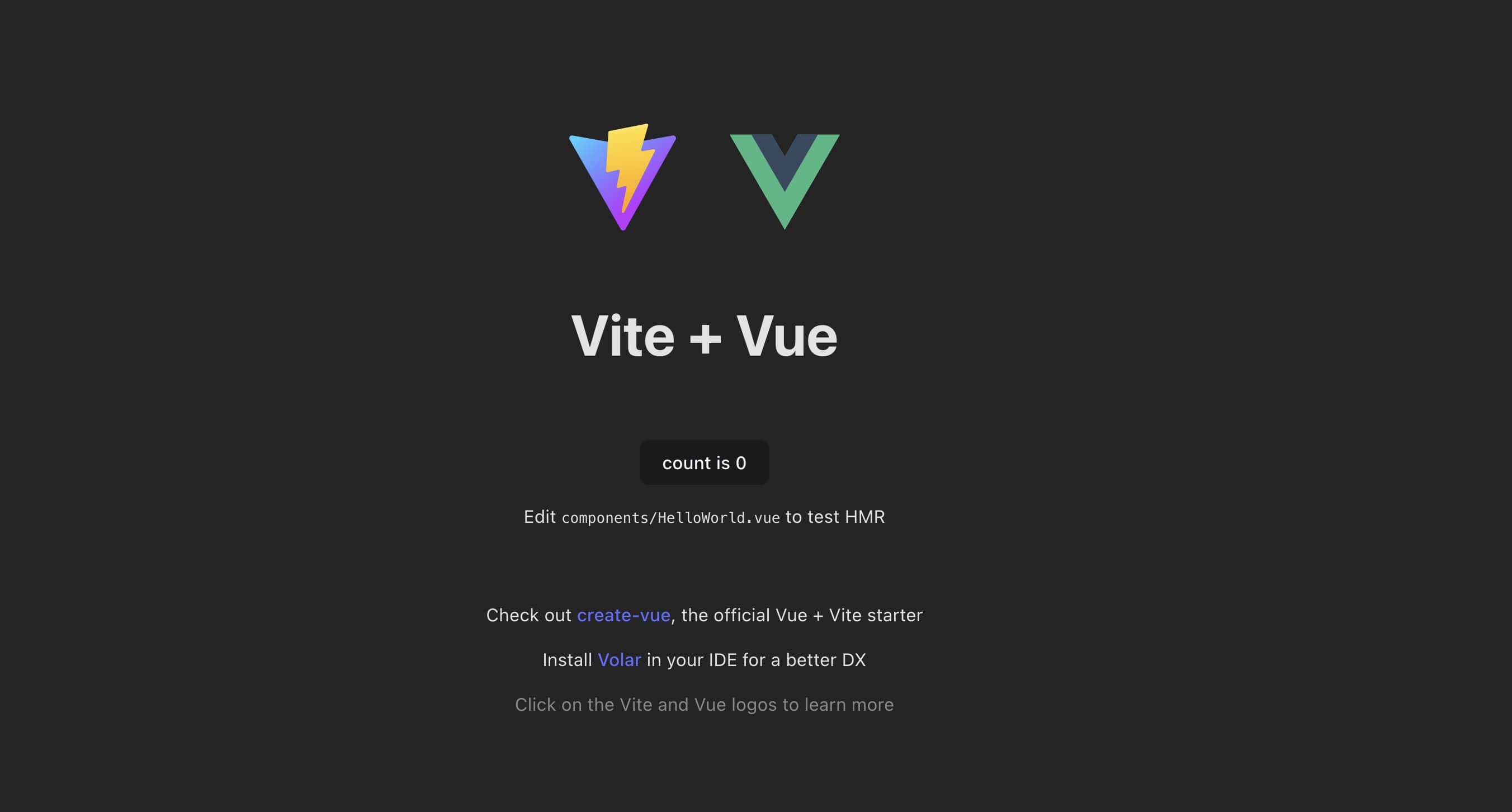 Fresh Vue app previewed in the browser