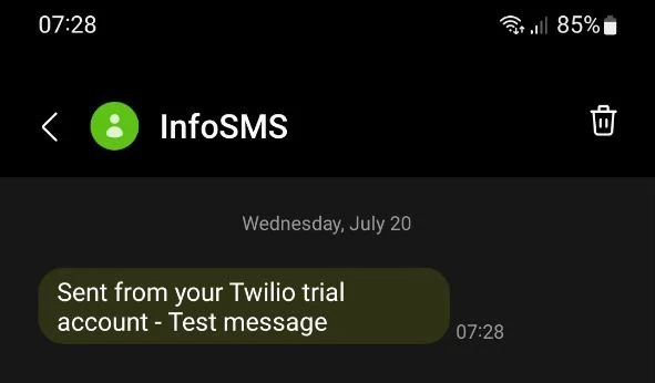 Screenshot from the phone