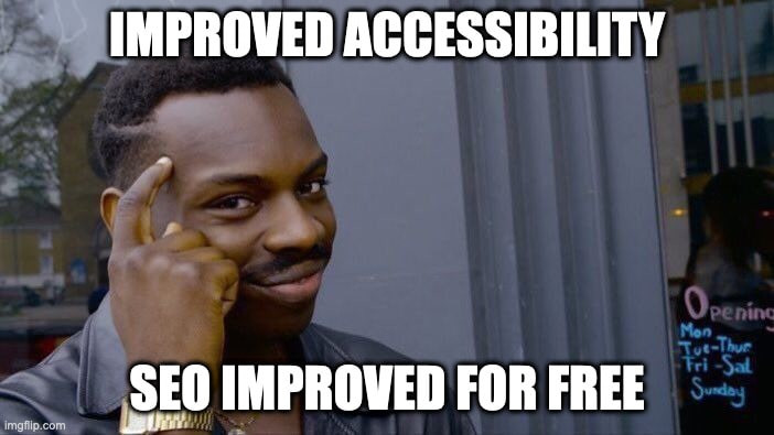 Roll Safe Think About It Meme with text IMPROVED ACCESSIBILITY - SEO IMPROVED FOR FREE | image tagged in memes, roll safe think about it